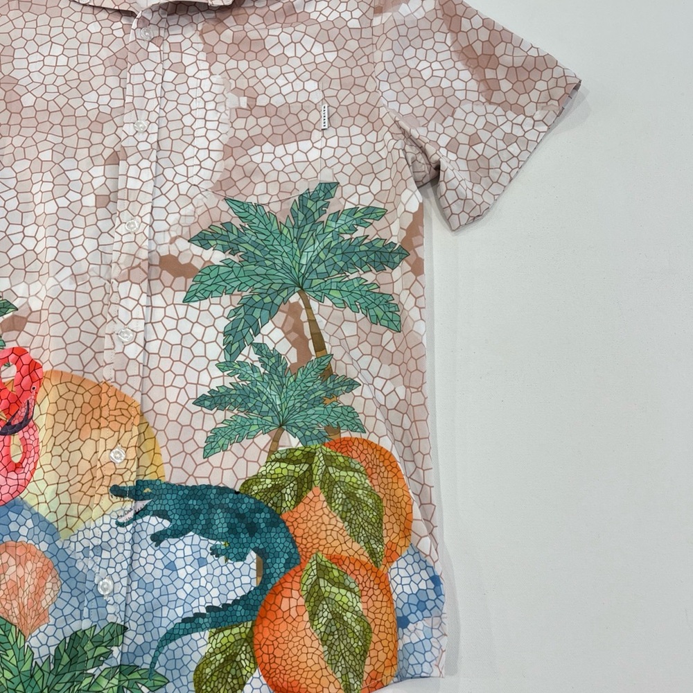 Mavrans Shirt Short Sleeve Button Print Flamingos Tropical Hawaii Mens Large - Picture 3 of 13